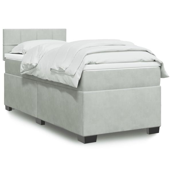 vidaXL Posteľný rám boxsping s matracom bledosivý 90x190 cm zamat