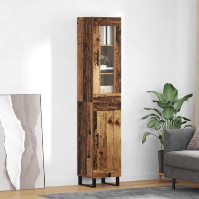 vidaXL Highboard Staré drevo 34,5 x 34 x 180 cm Kompozitné drevo