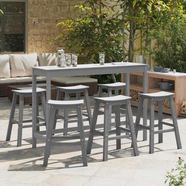 vidaXL Záhradný bar set 6 pcs Svetlosivá HDPE