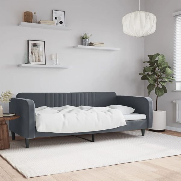 vidaXL Denná posteľ tmavosivá 100x200 cm zamat