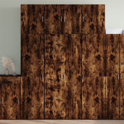 vidaXL Vysoká skrinka dymový dub 80x42,5x249 cm kompozitné drevo
