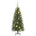 vidaXL Umelý vianočný stromček s 150 LED-i Zelená 120 cm PE a PVC