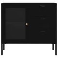 vidaXL Komoda čierna 75x35x70 cm oceľ a tvrdené sklo