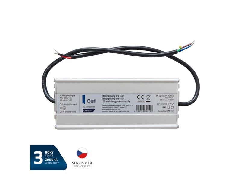 Zdroj spínaný pre LED 12V/100W  GETI LPV-100