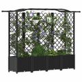 vidaXL Vyvýšený záhon s mriežkou a strechou Čierna 204 x 40 x 138 cm
