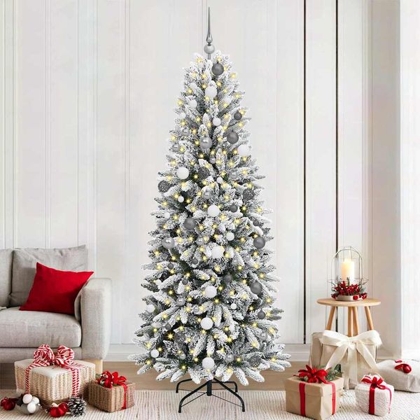 vidaXL Umelý vianočný stromček Biela 210 cm PVC a plast a oceľ a PE