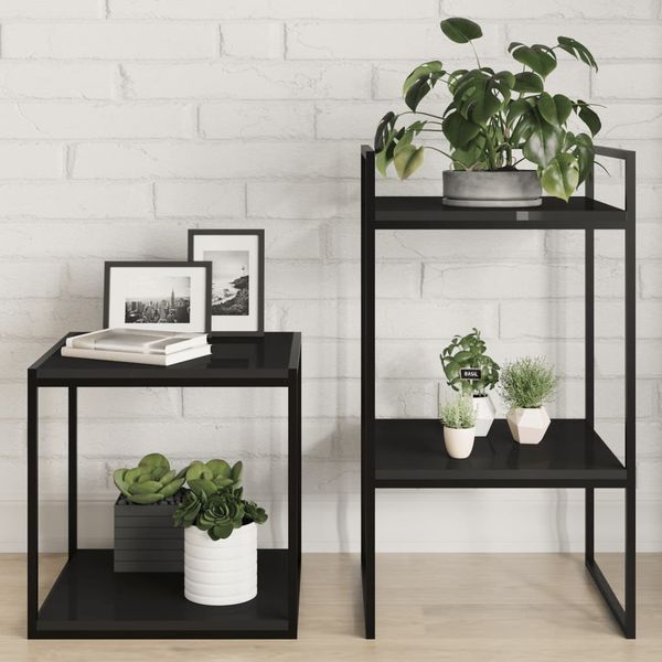 vidaXL Prídavné police 8ks, lesklé čierne 40x40x1,5cm kompozitné drevo