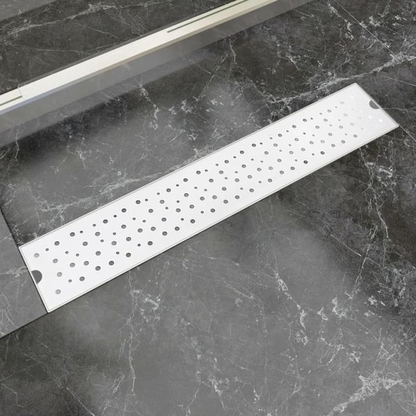 vidaXL Rovný sprchový odtok, s bublinkami, 630x140 mm, nerezová oceľ