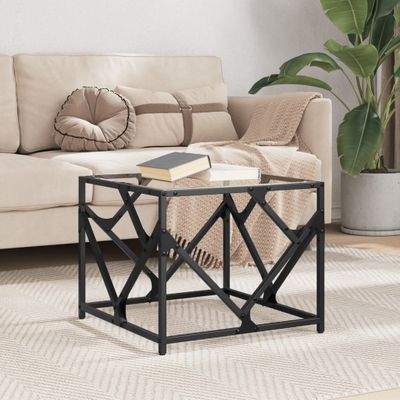 vidaXL Konferenčný stolík priehľadná sklenená doska 50x50x41 cm oceľ