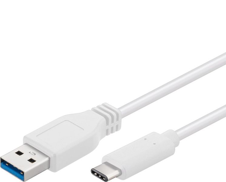 PremiumCord USB-C/male - USB 3.0 A/Male, biely, 2m