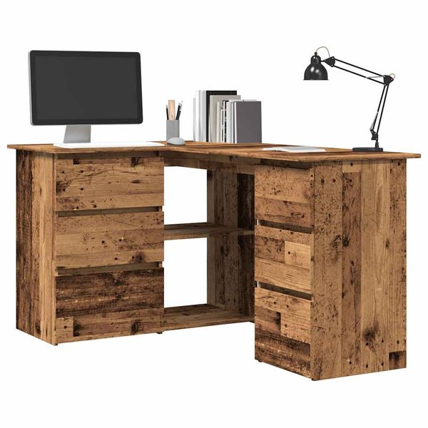 vidaXL Rohový stôl, staré drevo 145x100x76 cm, kompozitné drevo