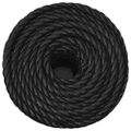 vidaXL Pracovné lano čierne 14 mm 25 m polypropylén