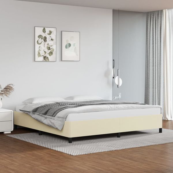 vidaXL Posteľný rám krémový 200x200 cm umelá koža