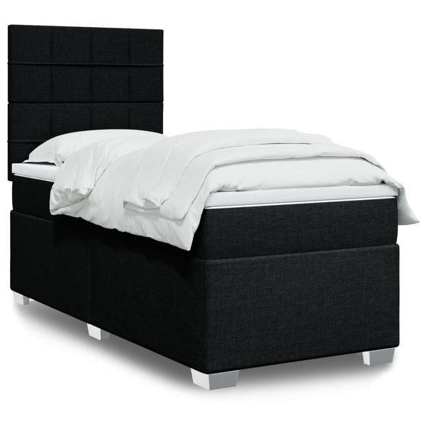 vidaXL Boxspring posteľ s matracom čierna 100x200 cm látka