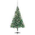 vidaXL Osvetlený umelý vianočný stromček+gule 120 cm, 230 vetvičiek