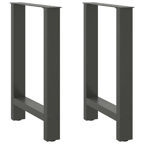 vidaXL Nohy k jedálenskému stolu, antracitové, 2 ks, 60 x (72-73) cm, oceľové