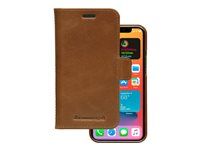 Puzdro s klopou pre mobilný telefón - koža full-grain - bronz - pre Apple iPhone 12 mini