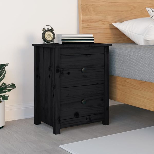 vidaXL Nočný stolík čierny 50x35x61,5cm masívne borovicové drevo