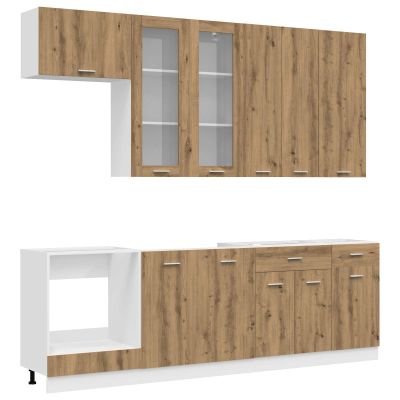 vidaXL Kuchynská jednotka LYON 8 ks Dub artisan Kompozitné drevo