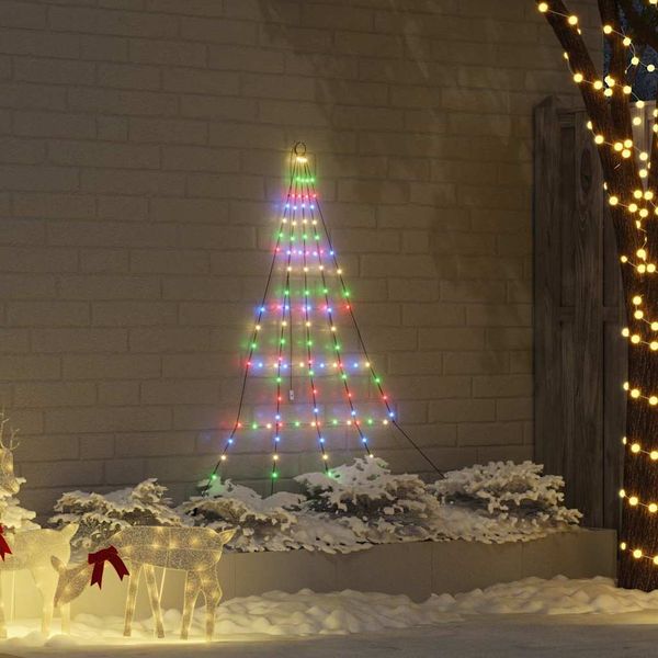 vidaXL LED Vianočný stromček so zemnými kolíkmi Viacfarebný 182 cm Kov