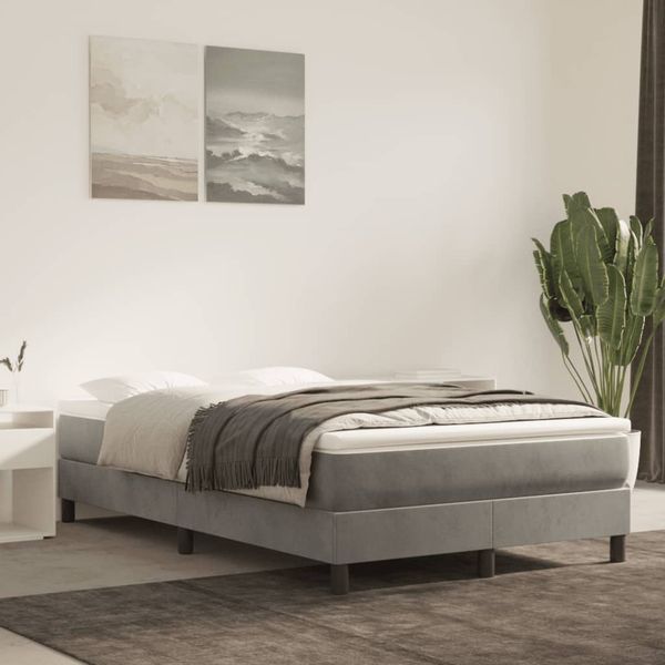 vidaXL Posteľný rám s boxspringom bledosivý 120x200 cm zamat