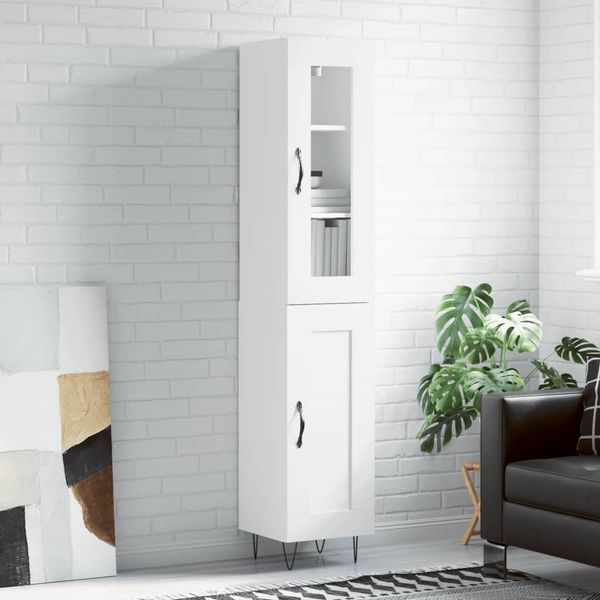vidaXL Vysoká skrinka biela 34,5x34x180 cm spracované drevo