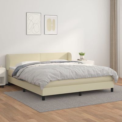vidaXL Boxspring posteľ s matracom krémová 160x200 cm umelá koža