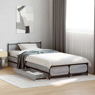 vidaXL Rám postele s čelom Sivý Sonoma 80 x 200 cm Kompozitné drevo