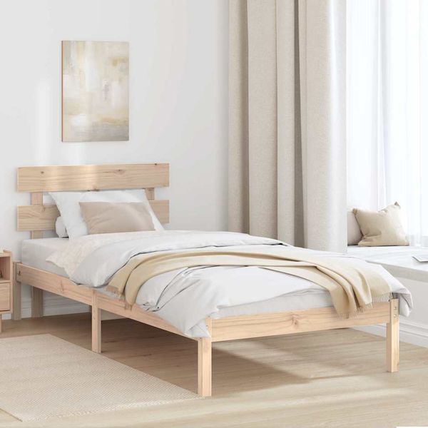 vidaXL Rám postele s čelnou doskou Hnedá 75 x 190 cm Borovicový masív