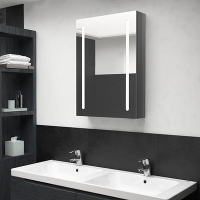 vidaXL LED kúpeľňová zrkadlová skrinka žiarivá sivá 50x13x70 cm