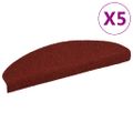 vidaXL Schodové rohože, samolepiace, 5 ks, 65x21x4 cm, bordovo červené, polkruhové, veľké
