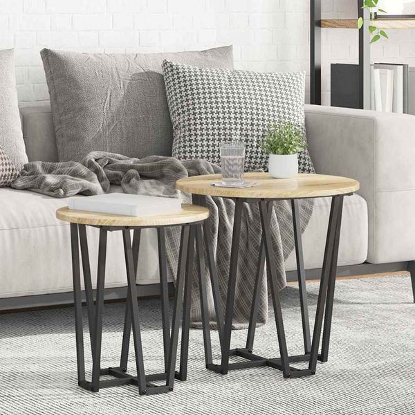 vidaXL Sada príručných stolíkov 2 pcs Sonoma dub a čierna
