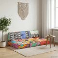 vidaXL Podložka na paletovú sedačku, farebná, látka, patchwork