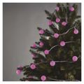 LED svetelný cherry reťazec – guličky 2,5 cm, 4 m, vonkajší aj vnútorný, ružová, časovač