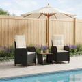 vidaXL Záhradný lounge set 3 ks Čierna a krémová biela