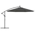 vidaXL Závesný záhradný slnečník s LED, kovová tyč 350 cm, antracitový