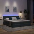 vidaXL LED úložná posteľ s matracom Tmavosivá 180 x 200 cm Zamat