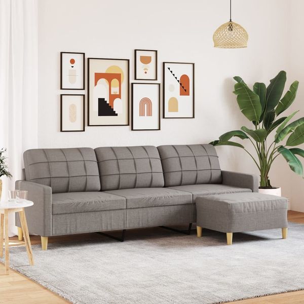 vidaXL 3-miestna pohovka s podnožkou sivohnedá 210 cm látka