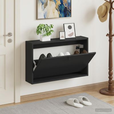 vidaXL Nástenný botník BREDA 71 x 17 x 43 cm Kompozitné drevo Čierna