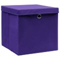 vidaXL Úložné boxy s vekom 4 ks, fialové 32x32x32 cm, látka