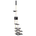 vidaXL Strom pre mačky od podlahy po strop tmavosivý 268,5-294,5 cm