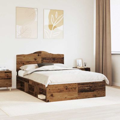 vidaXL Rám postele Staré drevo 150 x 200 cm Masívne borovicové drevo