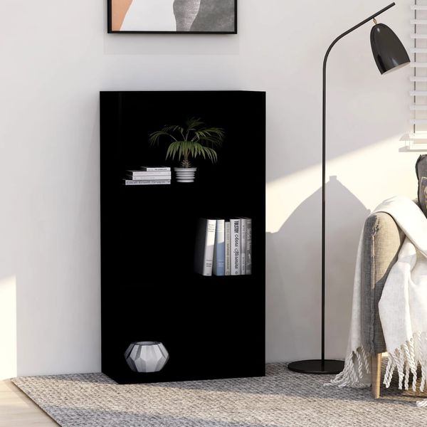 vidaXL Knižnica s 3 policami, čierna 60x30x114 cm, drevotrieska