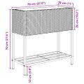 vidaXL Záhradné kvetináče s policou 2ks čierne 70x28x70 cm polyratan