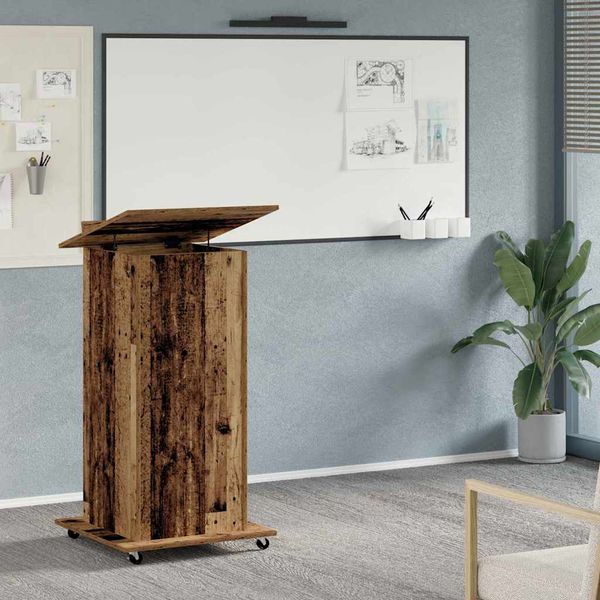 vidaXL Pódium s poličkou Staré drevo 55 x 55 x 107 cm Kompozitné drevo