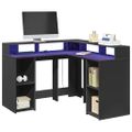vidaXL Stôl s LED svetlami čierny 130x130x91 cm kompozitné drevo
