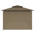 vidaXL Altánok so závesmi 600x298x270 cm, sivohnedý 180 g/m²
