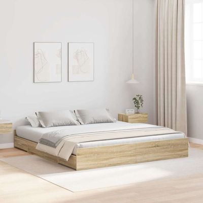 vidaXL Rám postele s úložným prostorem Sonoma dub 200 x 200 cm