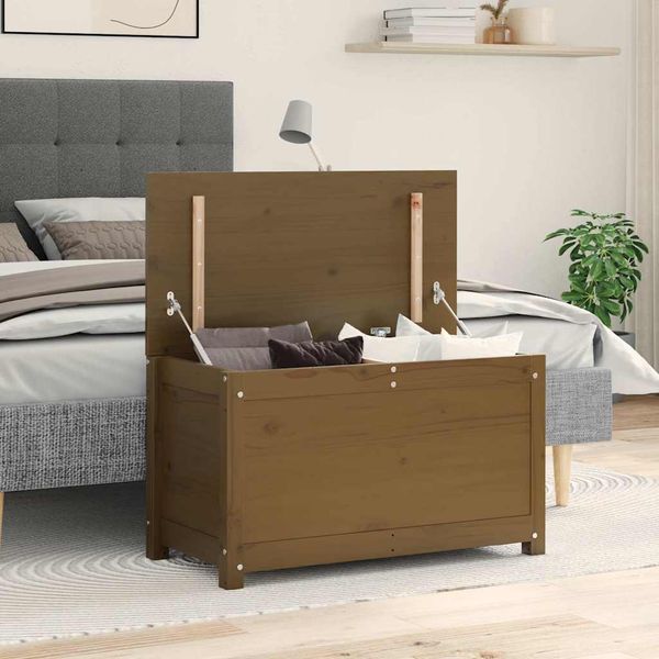vidaXL Úložný box medovo-hnedý 80x40x45,5 cm masívna borovica