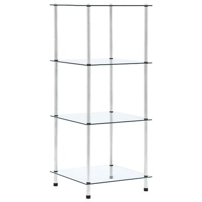 vidaXL Regál so 4 policami, priehľadný 40x40x100 cm, tvrdené sklo